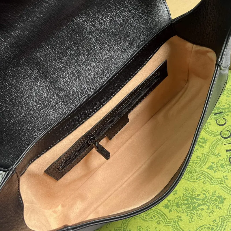 Gucci  767226 Aphrodite Small Shoulder Bag Black soft leather