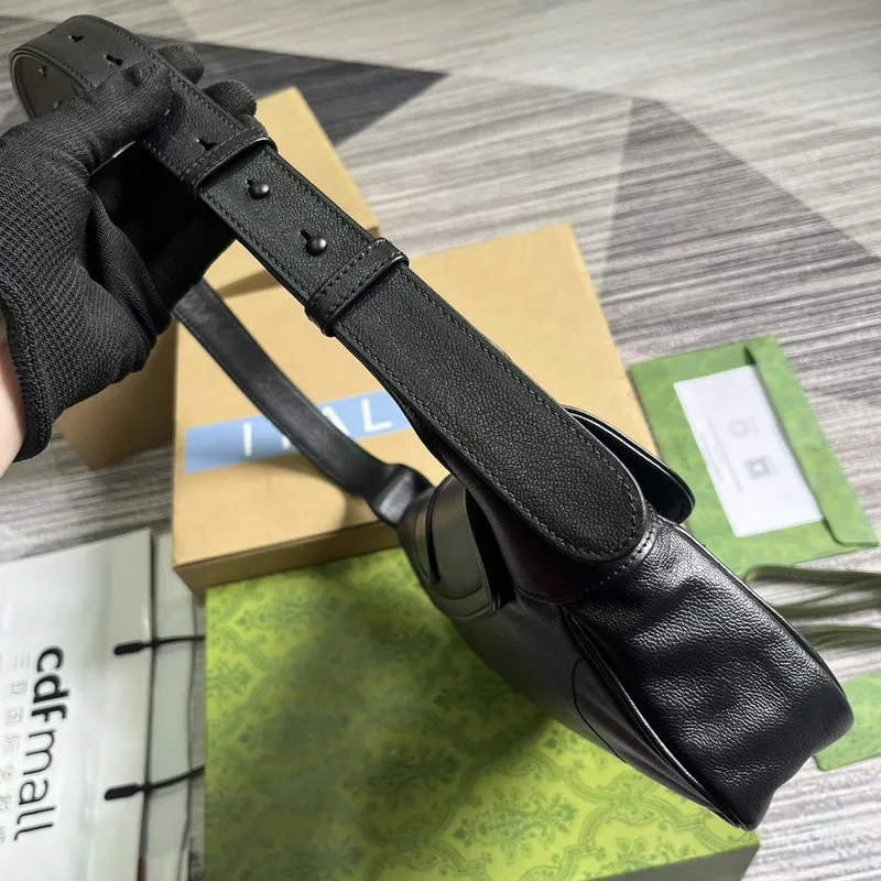 Gucci  767226 Aphrodite Small Shoulder Bag Black soft leather