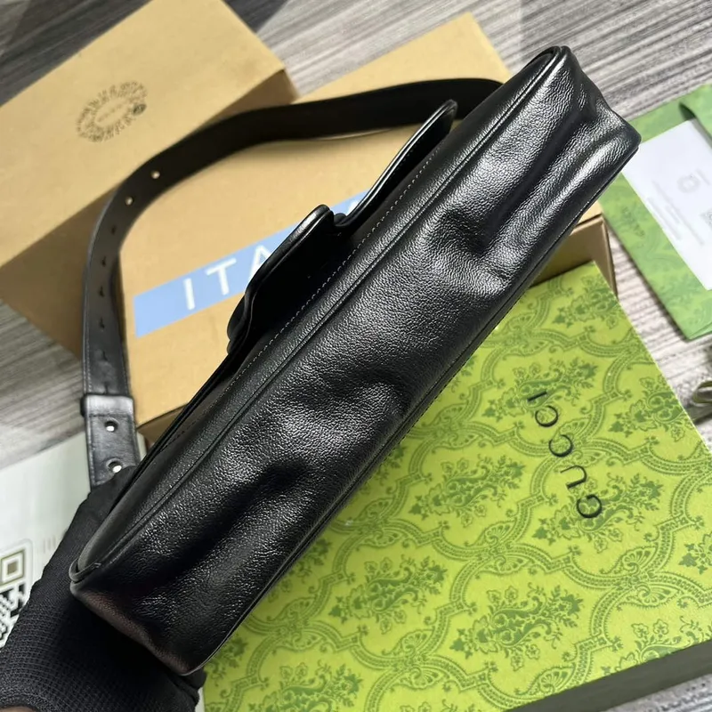 Gucci  767226 Aphrodite Small Shoulder Bag Black soft leather