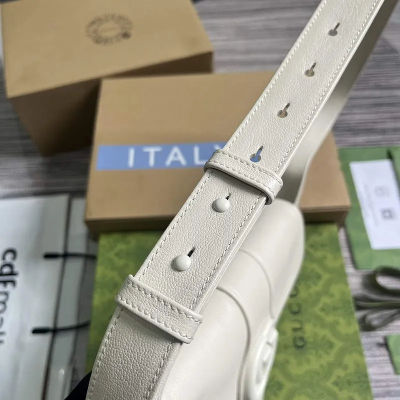 Gucci  767226 Aphrodite Small Shoulder Bag White soft leather