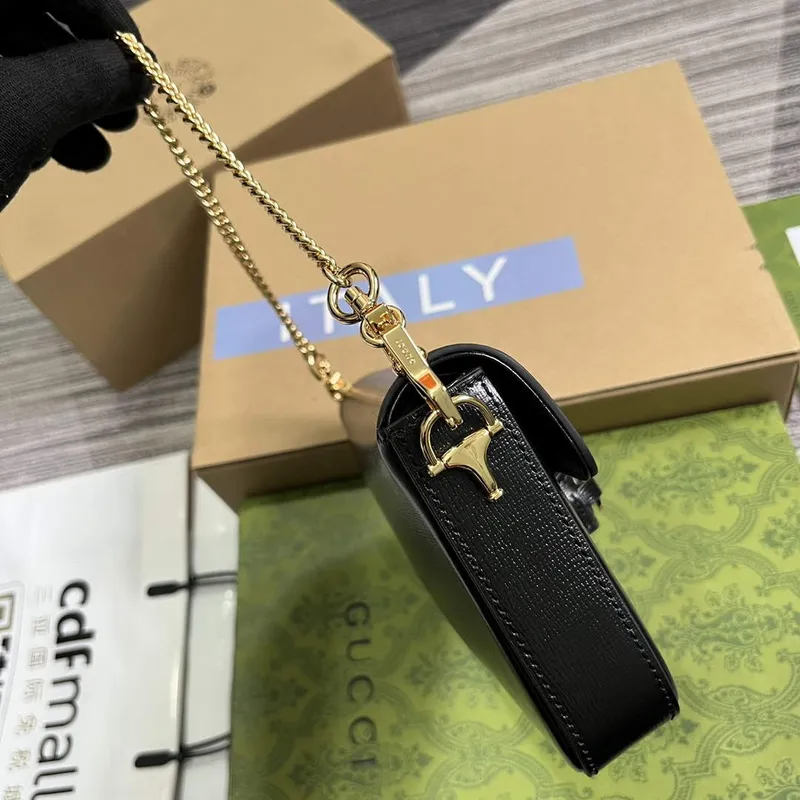 Gucci 752002 Gucci Horsebit 1955 Mini Bag  Black leather