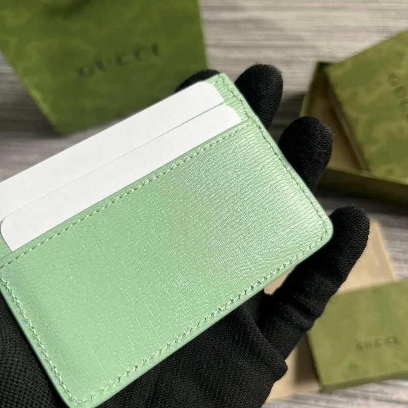 Gucci 773428 Card Case With Gucci Script Pale green