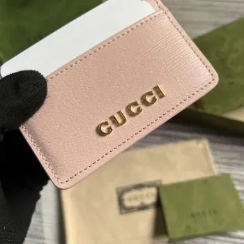 Gucci 773428 Card Case With Gucci Script Light pink