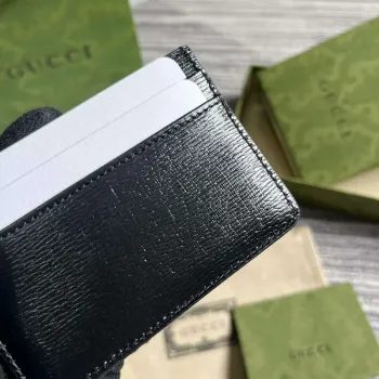 Gucci 773428 Card Case With Gucci Script Black