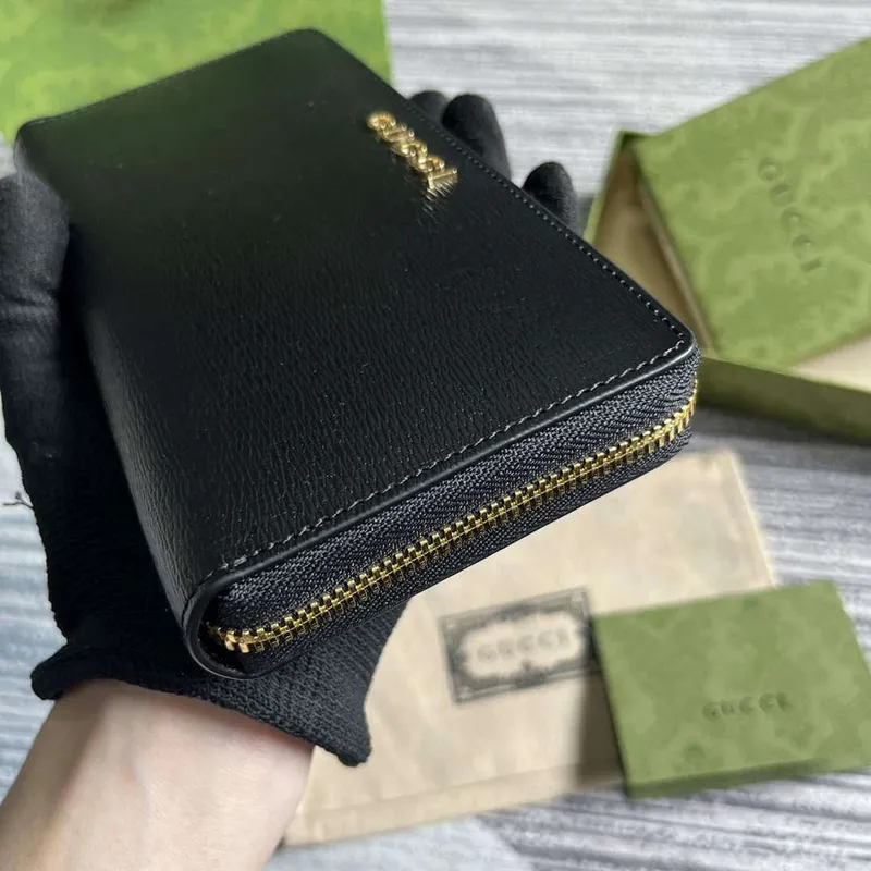Gucci 772642 Zip Around Wallet With Gucci Script Black