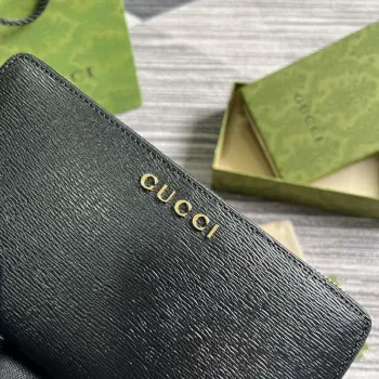 Gucci 772642 Zip Around Wallet With Gucci Script Black
