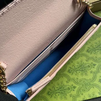 Gucci 772643 Chain Wallet With Gucci Script Light pink