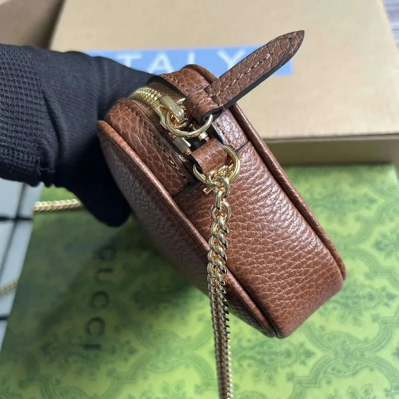 Gucci 772759 GG Marmont Mini Shoulder Bag Brown