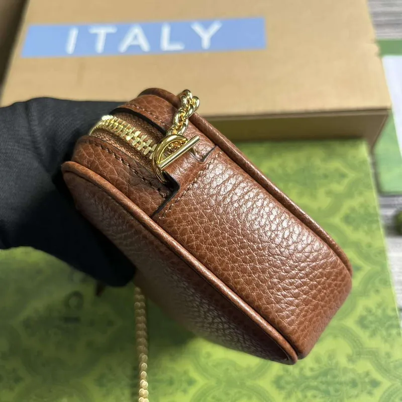 Gucci 772759 GG Marmont Mini Shoulder Bag Brown