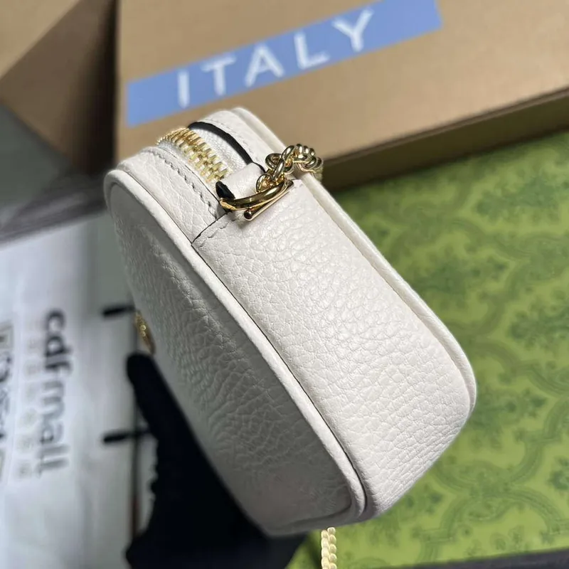 Gucci 772759 GG Marmont Mini Shoulder Bag White
