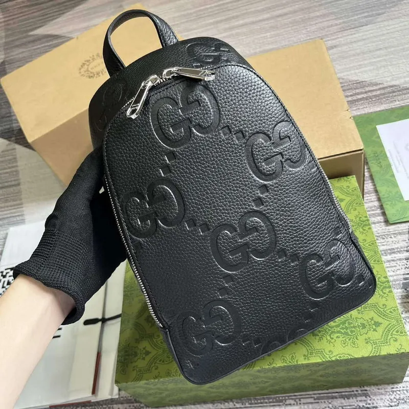 Gucci 766937 Jumbo GG Crossbody Bag Black