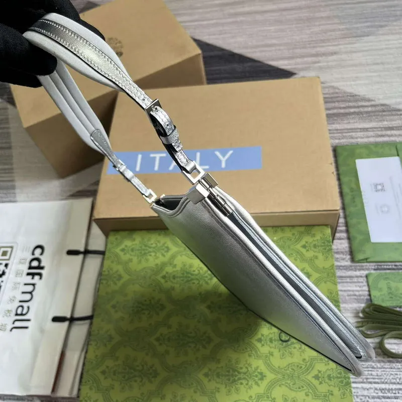 Gucci 764191 Gucci Horsebit Slim Small Shoulder Bag Metallic silver