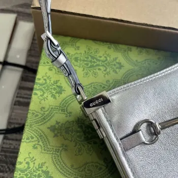 Gucci 764191 Gucci Horsebit Slim Small Shoulder Bag Metallic silver