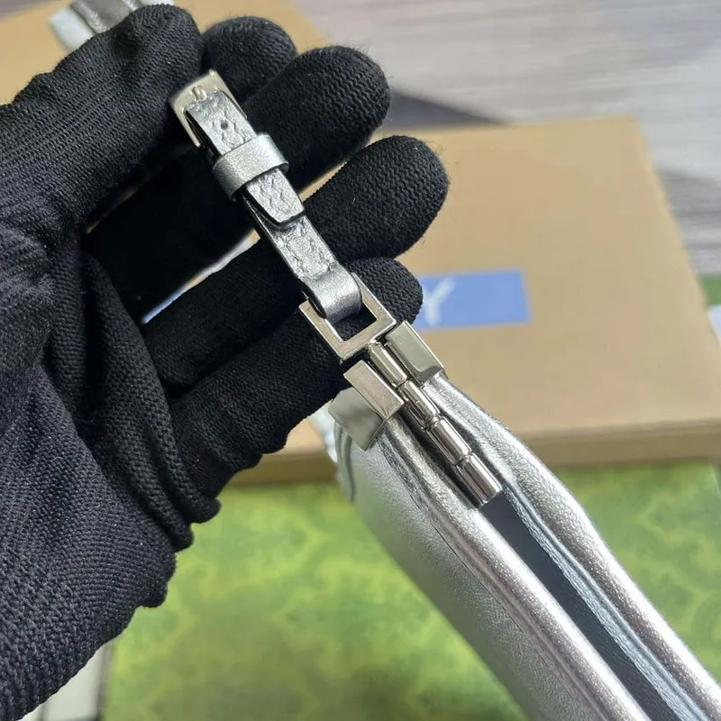 Gucci 764191 Gucci Horsebit Slim Small Shoulder Bag Metallic silver