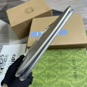 Gucci 764191 Gucci Horsebit Slim Small Shoulder Bag Metallic silver