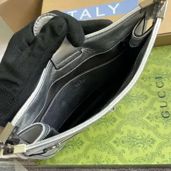 Gucci 764191 Gucci Horsebit Slim Small Shoulder Bag Metallic silver