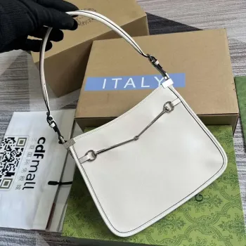 Gucci 764191 Gucci Horsebit Slim Small Shoulder Bag White