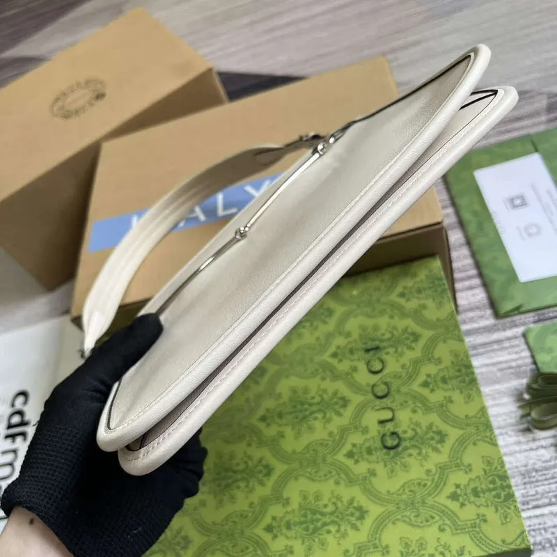 Gucci 764191 Gucci Horsebit Slim Small Shoulder Bag White