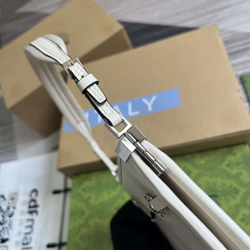 Gucci 764191 Gucci Horsebit Slim Small Shoulder Bag White