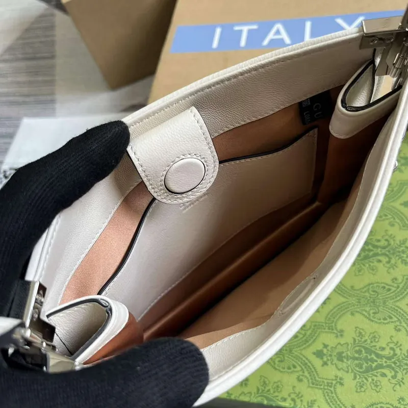 Gucci 764191 Gucci Horsebit Slim Small Shoulder Bag White