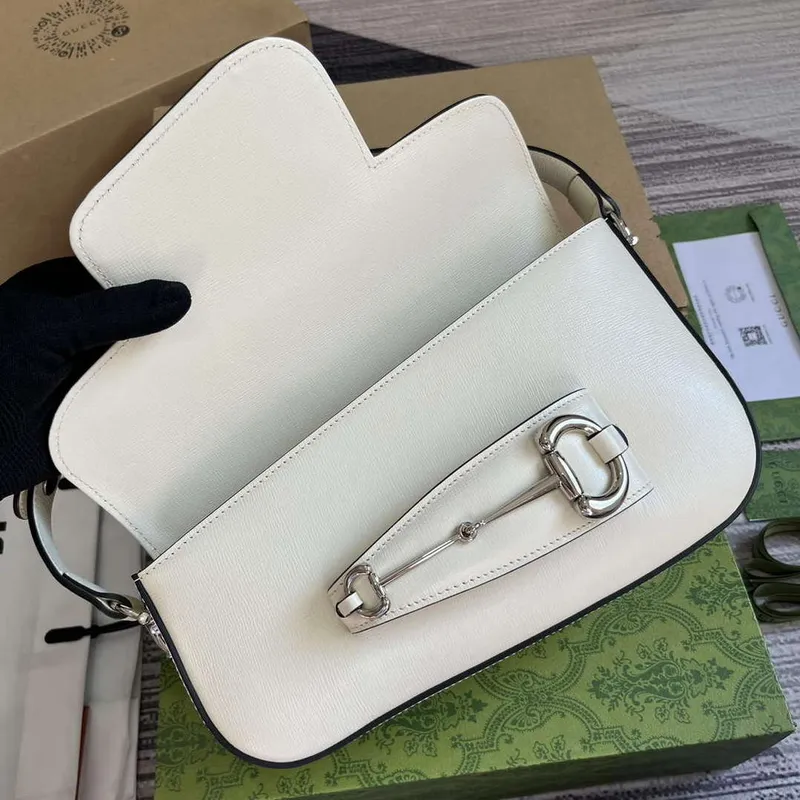 Gucci 764155 Gucci Horsebit 1955 Shoulder Bag White