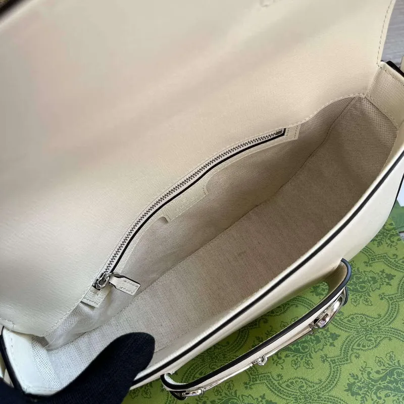 Gucci 764155 Gucci Horsebit 1955 Shoulder Bag White