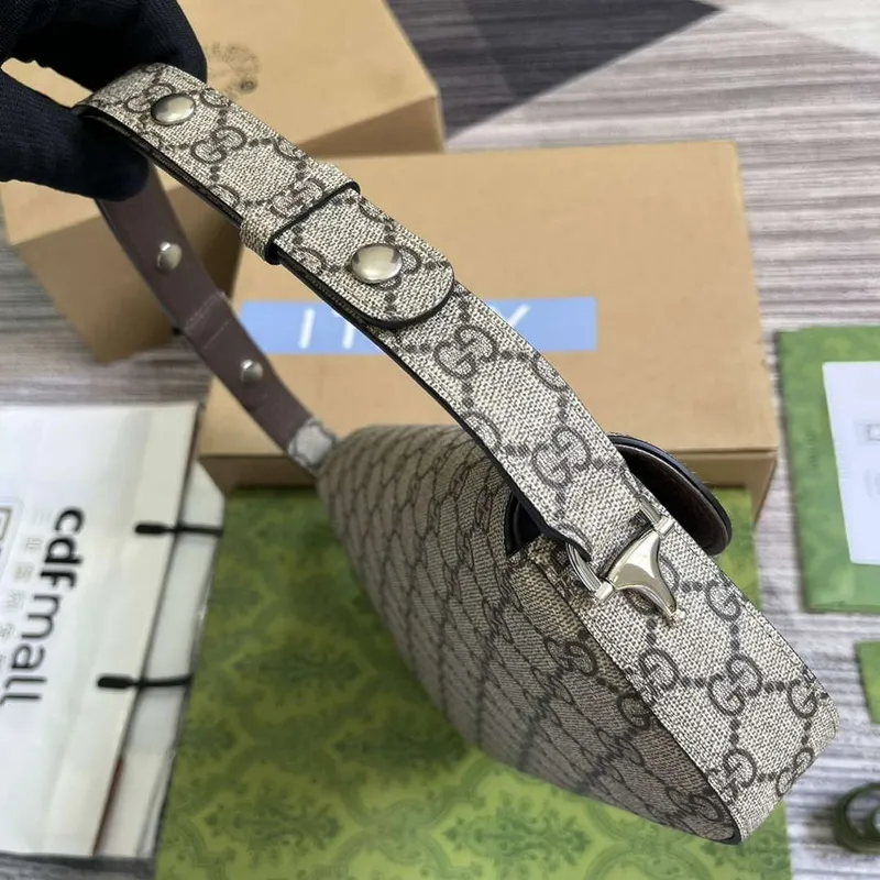 Gucci 764155 Gucci Horsebit 1955 Small Shoulder Bag Beige/ebony