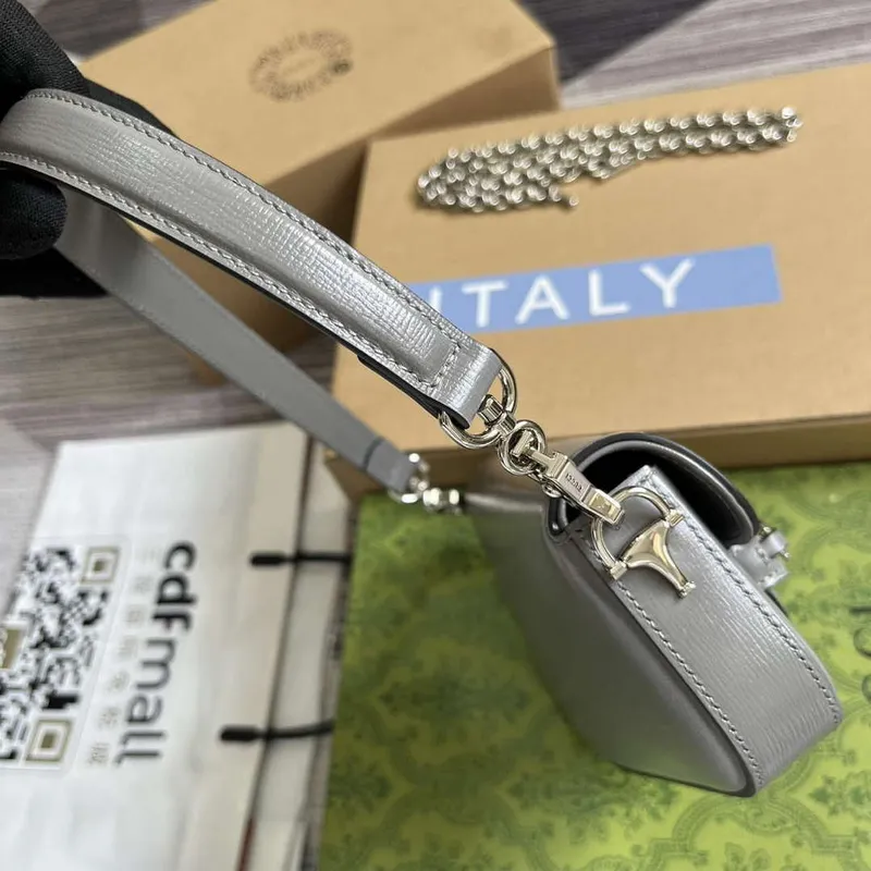 Gucci 774209 Gucci Horsebit 1955 Mini Shoulder Bag Grey