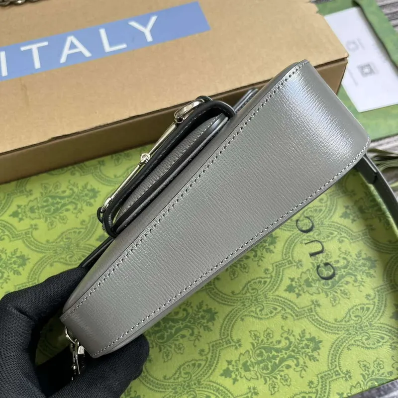 Gucci 774209 Gucci Horsebit 1955 Mini Shoulder Bag Grey