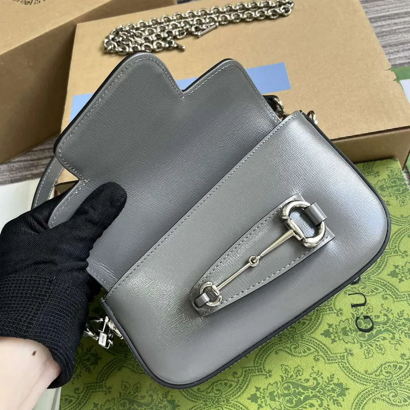 Gucci 774209 Gucci Horsebit 1955 Mini Shoulder Bag Grey