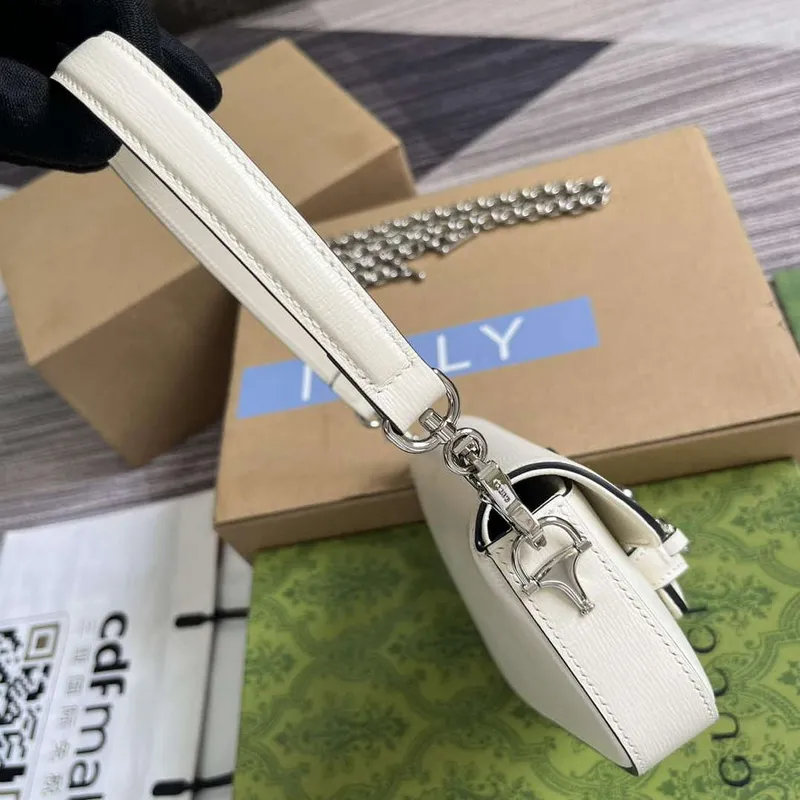 Gucci 774209 Gucci Horsebit 1955 Mini Shoulder Bag White