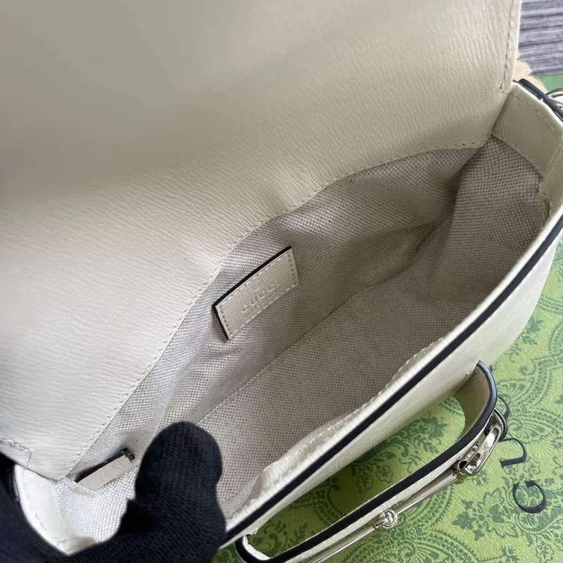 Gucci 774209 Gucci Horsebit 1955 Mini Shoulder Bag White