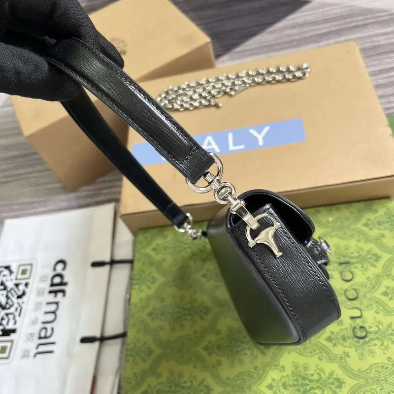 Gucci 774209 Gucci Horsebit 1955 Mini Shoulder Bag Black