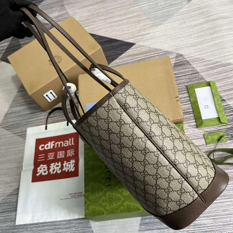 Gucci 739730 Ophidia Medium Tote Bag Brown canvas