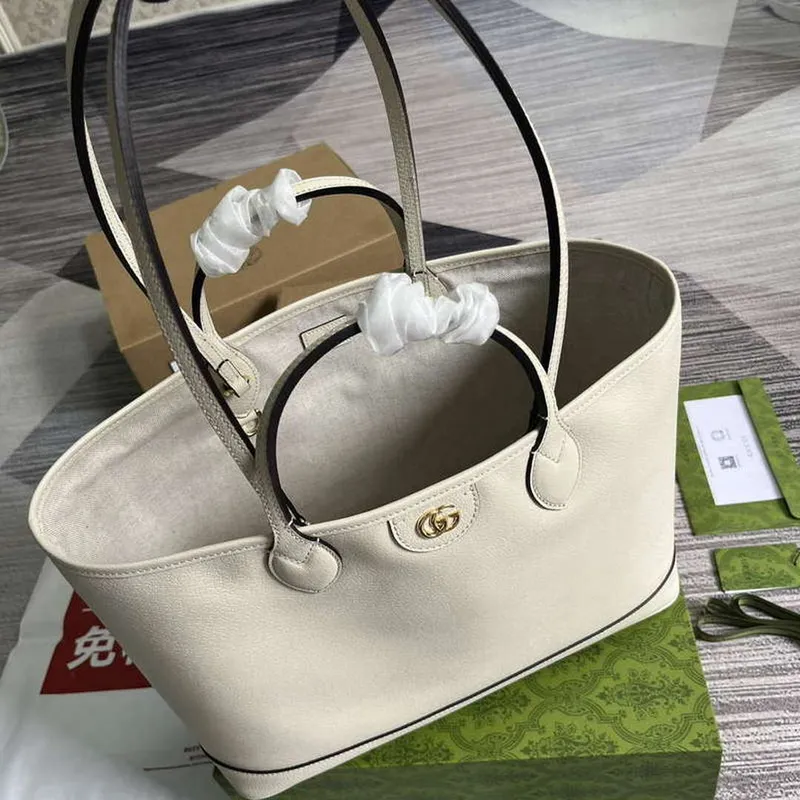 Gucci 739730 Ophidia Medium Tote Bag White leather