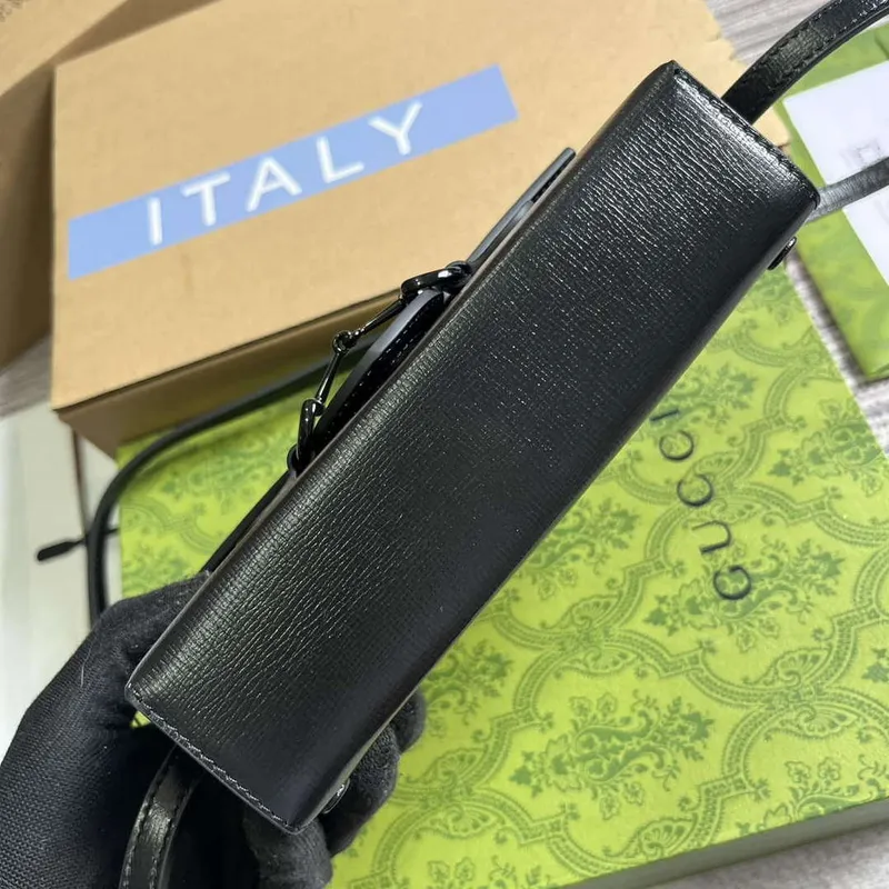 Gucci 699296 Gucci Horsebit 1955 Mini Bag Black Leather