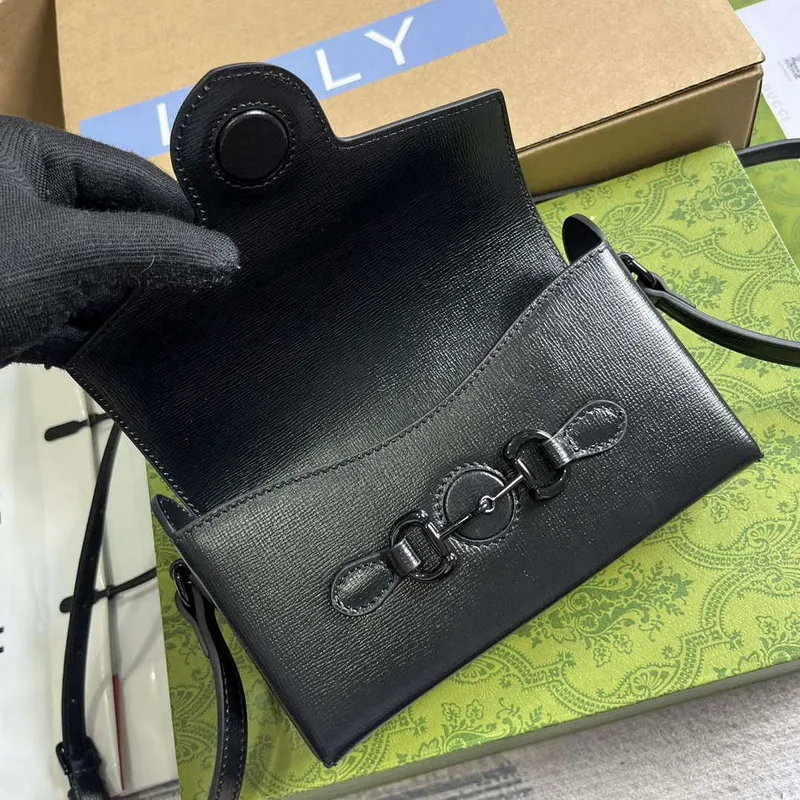 Gucci 699296 Gucci Horsebit 1955 Mini Bag Black Leather