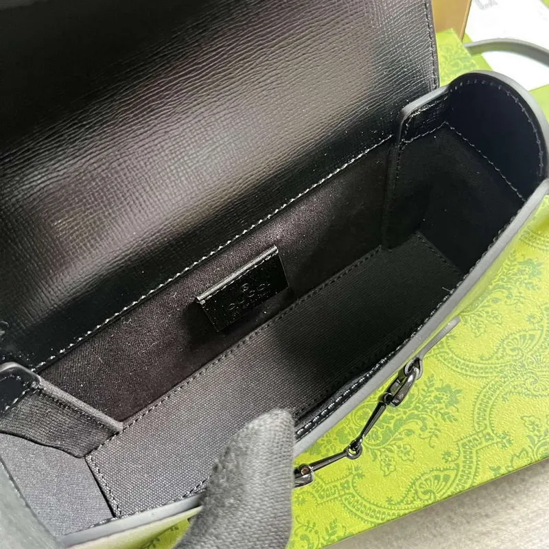 Gucci 699296 Gucci Horsebit 1955 Mini Bag Black Leather