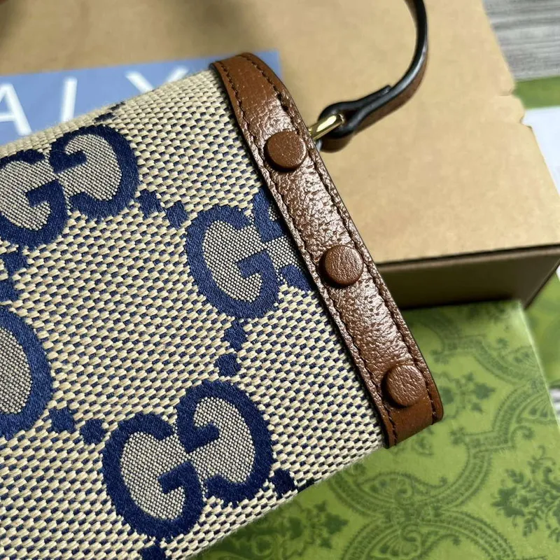 Gucci 699296 Gucci Horsebit 1955 Jumbo GG Mini Bag Blue big G