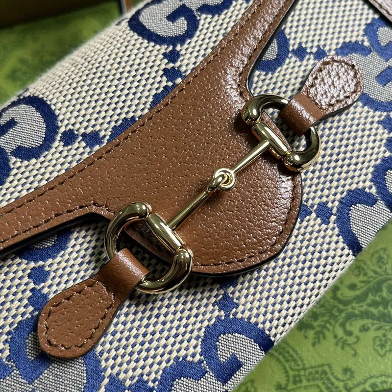 Gucci 699296 Gucci Horsebit 1955 Jumbo GG Mini Bag Blue big G