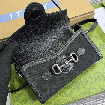 Gucci 699296 Gucci Horsebit 1955 Jumbo GG Mini Bag Black big G