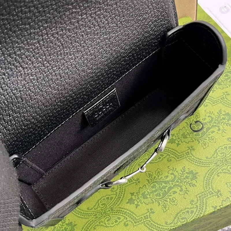 Gucci 699296 Gucci Horsebit 1955 Jumbo GG Mini Bag Black big G