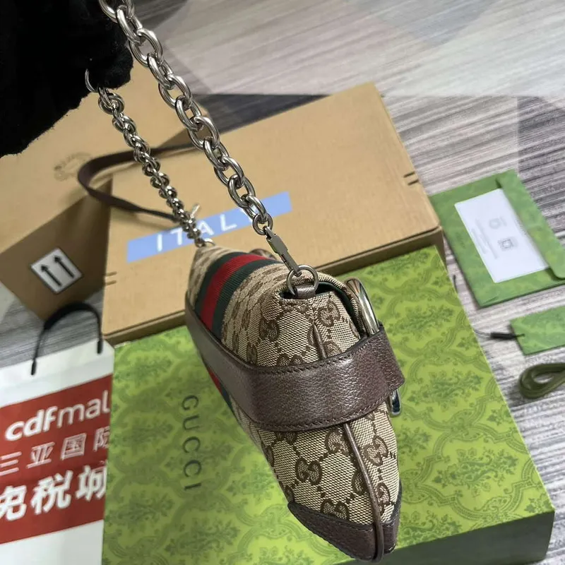 Gucci 764255 Gucci Horsebit Chain Medium Shoulder Bag Brown