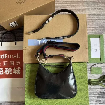 Gucci Attache Small Shoulder Bag 699409 — Black GG Crystal Elegance