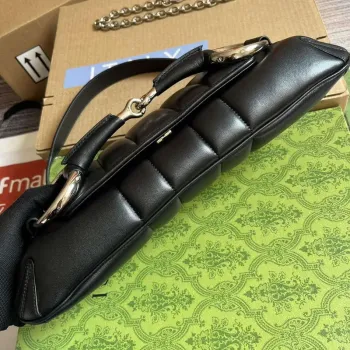 Gucci 764255 Gucci Horsebit Chain Medium Shoulder Bag Black