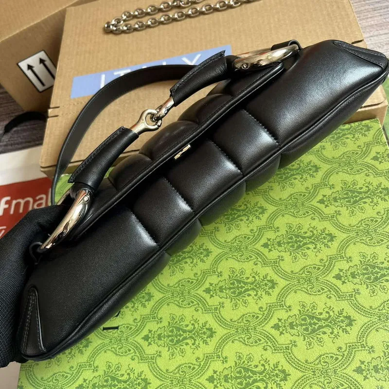 Gucci 764255 Gucci Horsebit Chain Medium Shoulder Bag Black