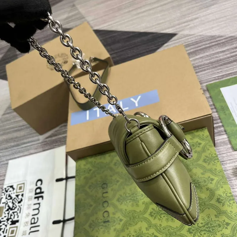 Gucci 764339 Gucci Horsebit Chain Small Shoulder Bag Green