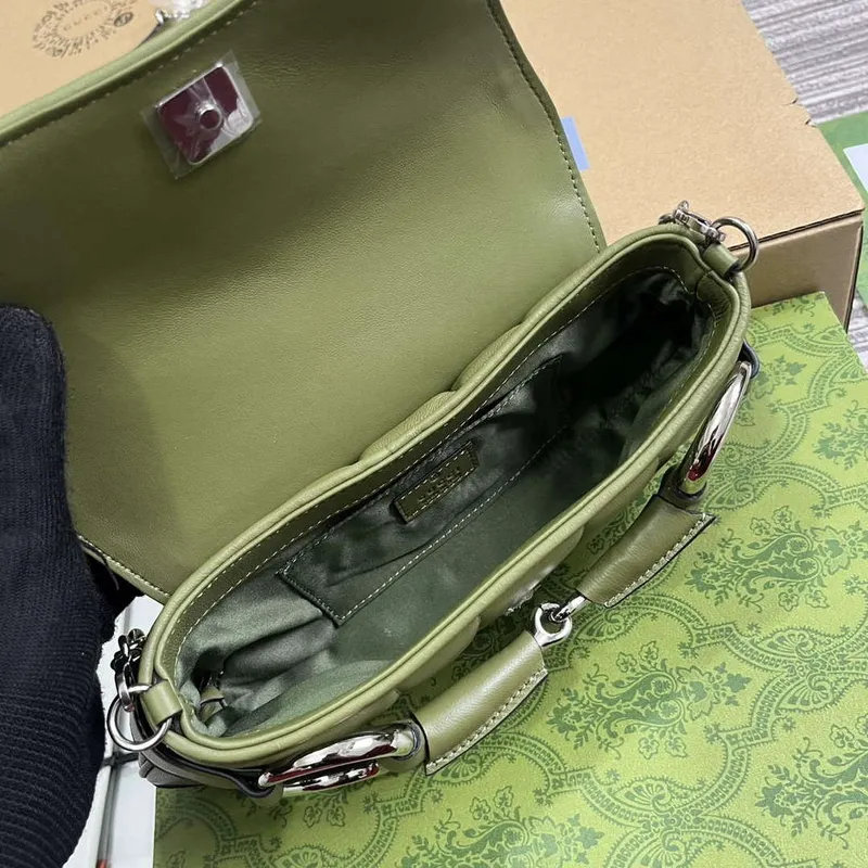 Gucci 764339 Gucci Horsebit Chain Small Shoulder Bag Green