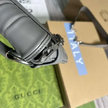 Gucci 764339 Gucci Horsebit Chain Small Shoulder Bag Grey