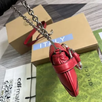 Gucci 764339 Gucci Horsebit Chain Small Shoulder Bag Red